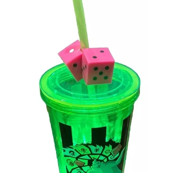 Disney Parks Oogie Boogie Bash Tumbler 2022 Light Up Cup Dice Straw DCA NEW - Picture 2 of 6